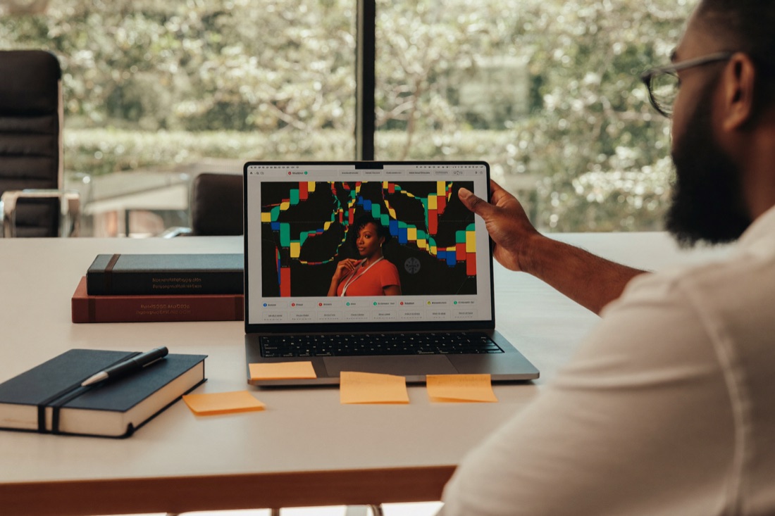 Marketer reviewing campaign analytics